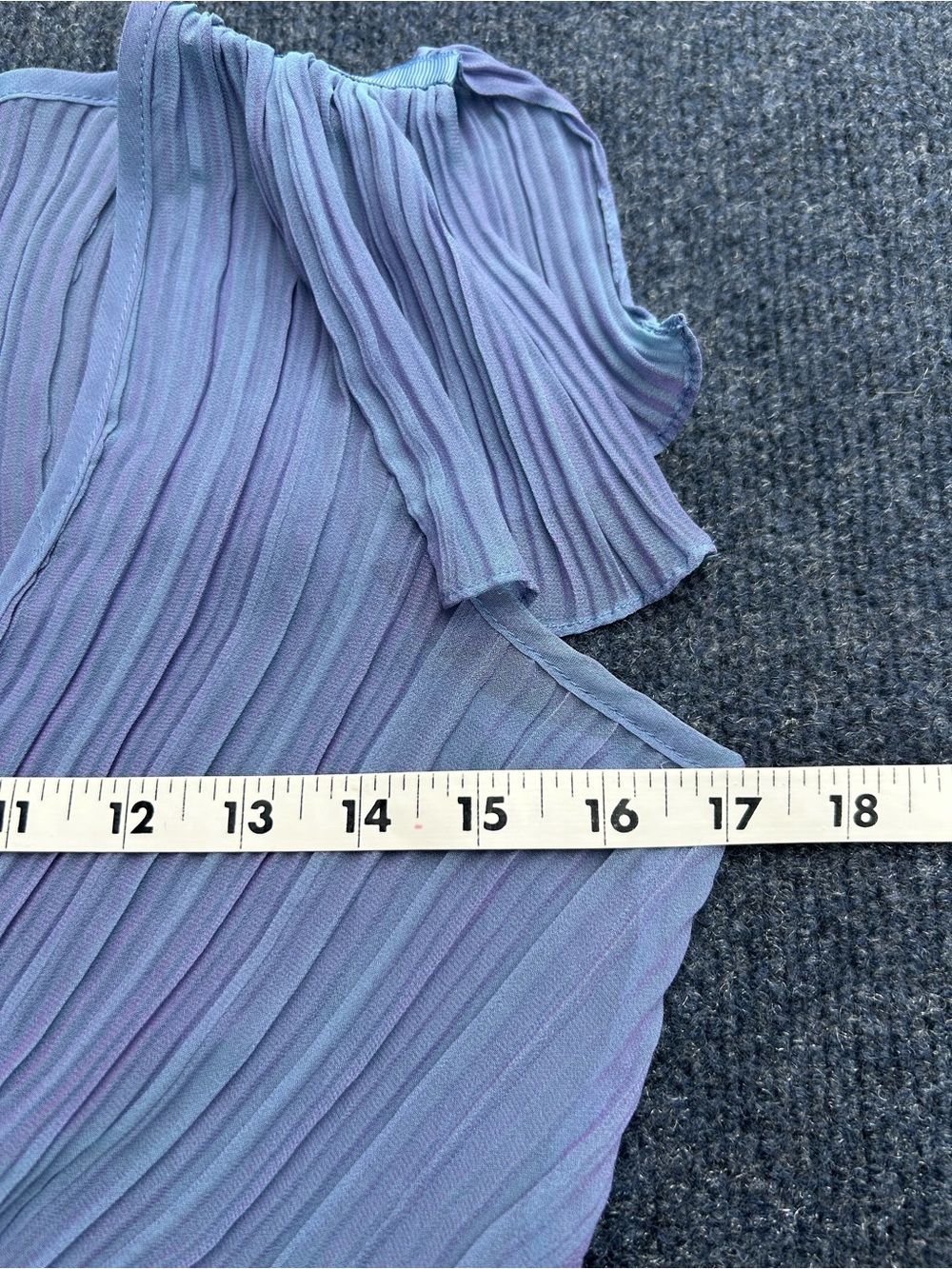 Betsey Johnson NY Vintage 90s Y2k Slate Blue Lavender Pleated Blouse Top - Picture 13 of 16